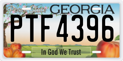 GA license plate PTF4396