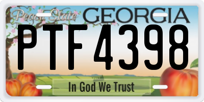 GA license plate PTF4398