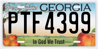 GA license plate PTF4399