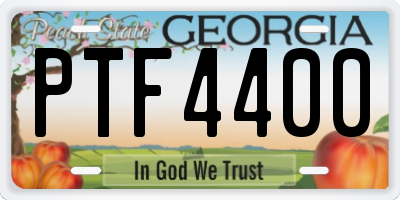 GA license plate PTF4400