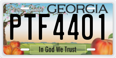 GA license plate PTF4401