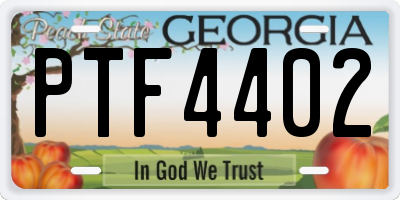 GA license plate PTF4402