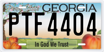 GA license plate PTF4404