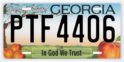 GA license plate PTF4406