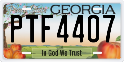GA license plate PTF4407