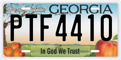 GA license plate PTF4410