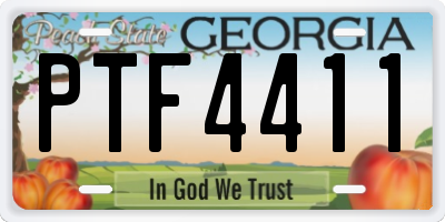 GA license plate PTF4411