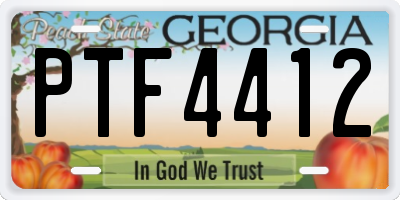 GA license plate PTF4412