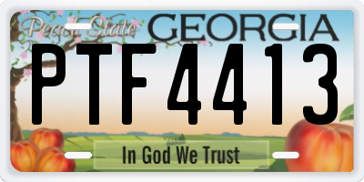 GA license plate PTF4413