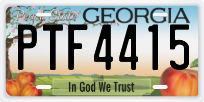 GA license plate PTF4415