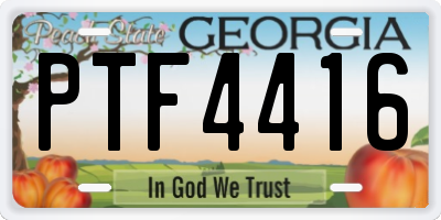 GA license plate PTF4416