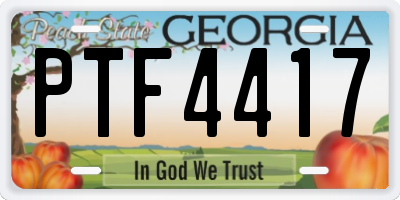 GA license plate PTF4417