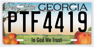 GA license plate PTF4419