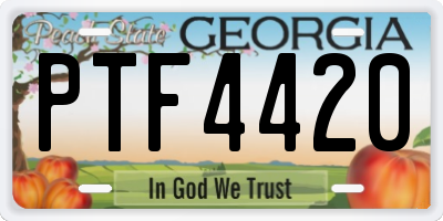 GA license plate PTF4420