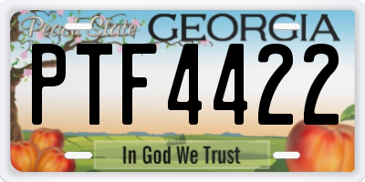 GA license plate PTF4422