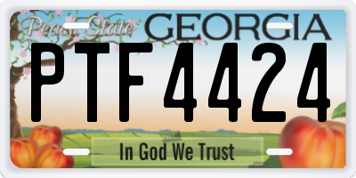 GA license plate PTF4424