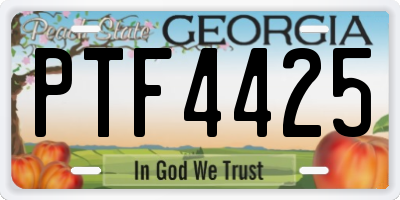 GA license plate PTF4425
