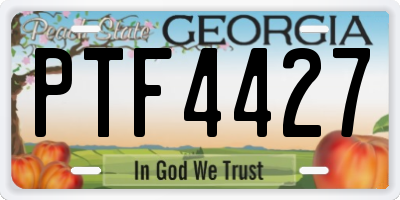 GA license plate PTF4427