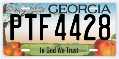 GA license plate PTF4428