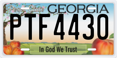 GA license plate PTF4430