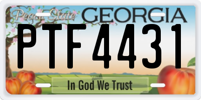 GA license plate PTF4431