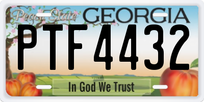 GA license plate PTF4432