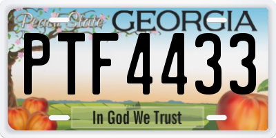 GA license plate PTF4433