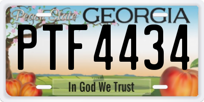 GA license plate PTF4434