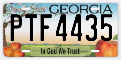 GA license plate PTF4435