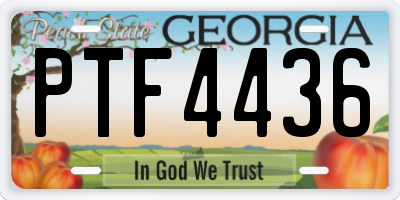 GA license plate PTF4436