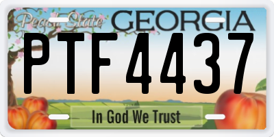 GA license plate PTF4437