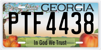 GA license plate PTF4438