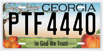GA license plate PTF4440