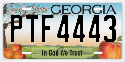 GA license plate PTF4443