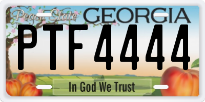 GA license plate PTF4444