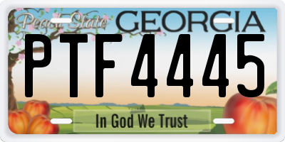 GA license plate PTF4445