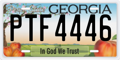 GA license plate PTF4446