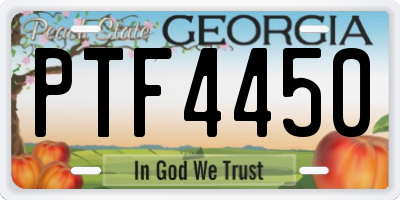 GA license plate PTF4450