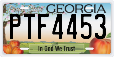 GA license plate PTF4453