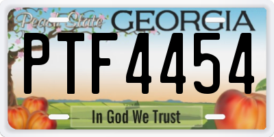 GA license plate PTF4454