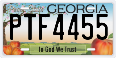 GA license plate PTF4455
