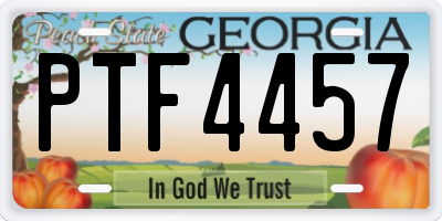 GA license plate PTF4457