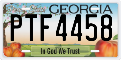 GA license plate PTF4458
