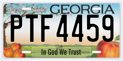 GA license plate PTF4459