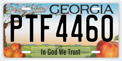 GA license plate PTF4460