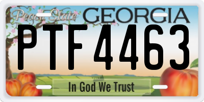 GA license plate PTF4463
