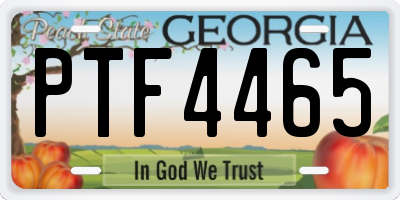 GA license plate PTF4465