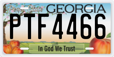 GA license plate PTF4466