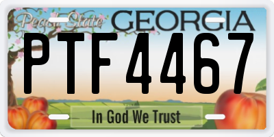 GA license plate PTF4467