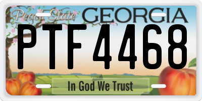 GA license plate PTF4468